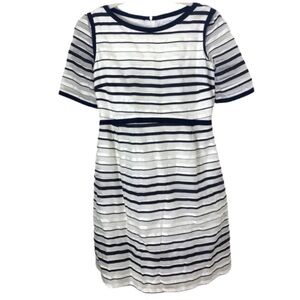 GOAT Size 8 Black & White Striped Organza Becky Dress U.K. Luxury Fashion